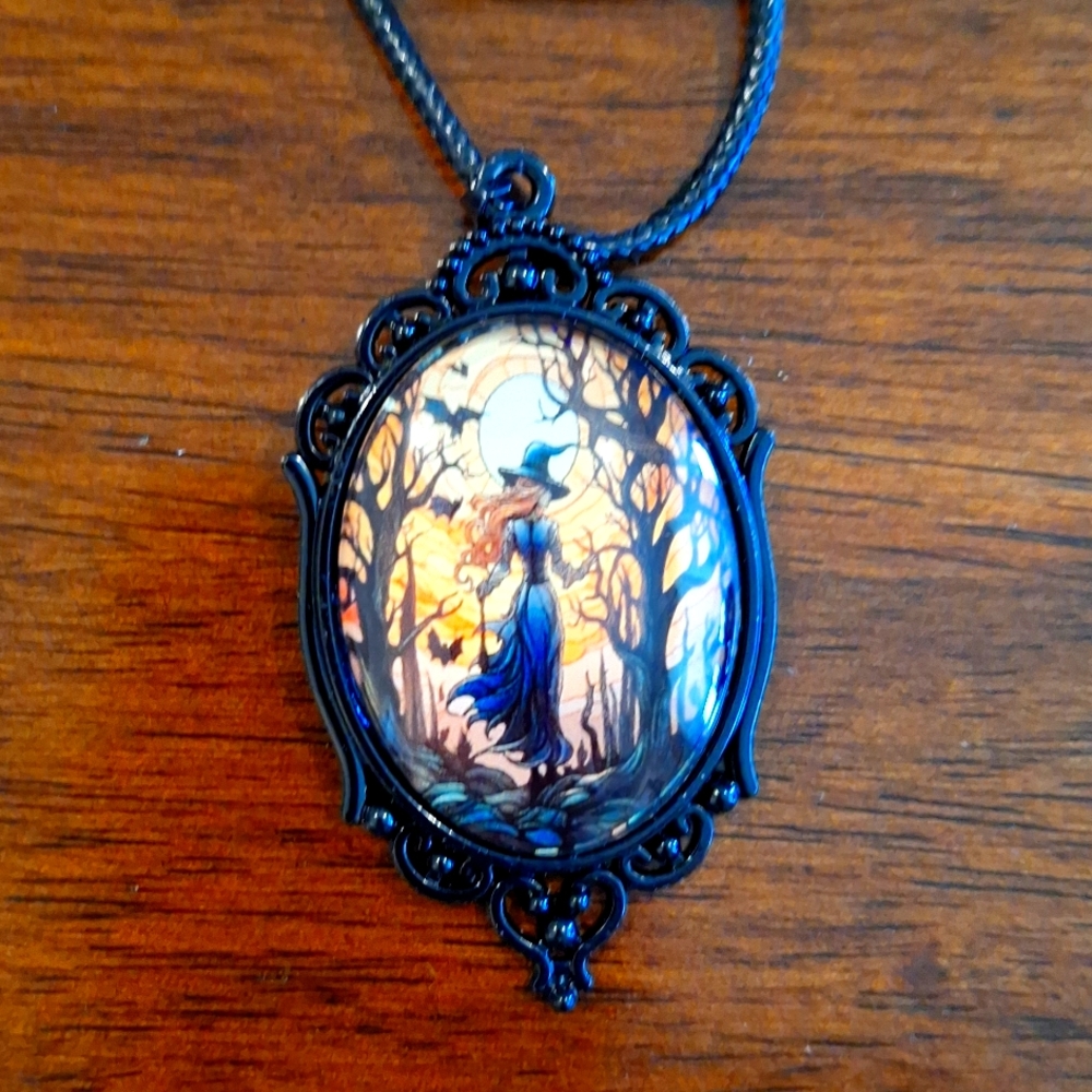 Halloween Gothic Bat Glass Pendant
